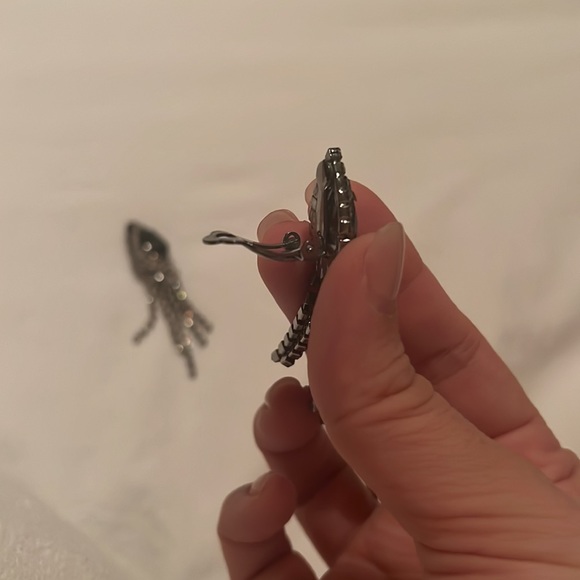 Black Rhinestone Clip On Earrings - Picture 6 of 6